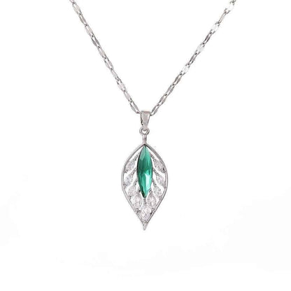 Women’s Dream Moon Necklace - Titanium Steel with Green, Pink, and White Accents for Elegant Style