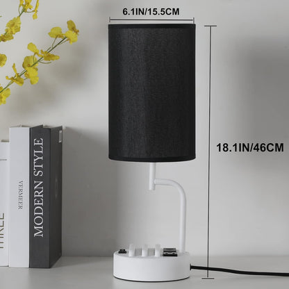 Table Lamp with 3 USB Charging Ports, Modern Desk Lamp with AC Outlet | Lighting | Kitchen + Metal