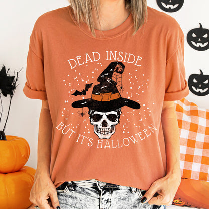 Dead Inside Skull Retro Halloween Comfort Colors Tshirt