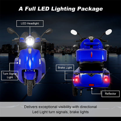 Zvg Deluxe 800W 60V/20AH 3-Wheel Electric Medical Handicap Motorized Mobility Power Scooter, 350LBS (SAK95137)