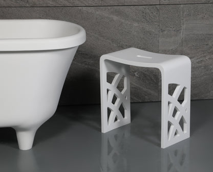 ALFI brand  ABST88 Designer White Matte Solid Surface Resin Bathroom / Shower Stool