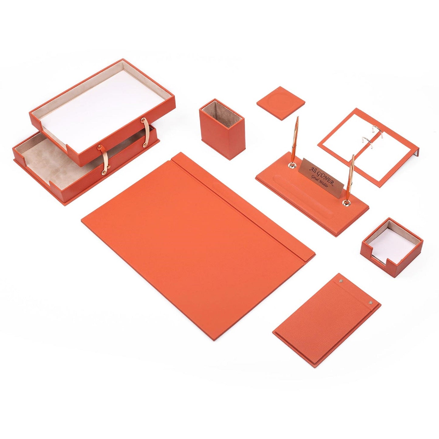 MOOG Leather Desk Set - Double Document Tray- Gray - 10 PCS
