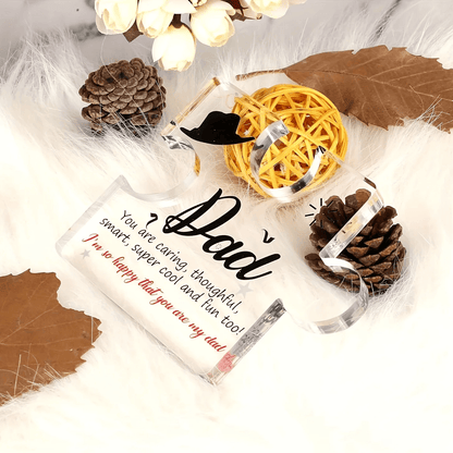 Acrylic Puzzle Piece Gift for Dad Engraved Keepsake from Son & Daughter I Love You Dad