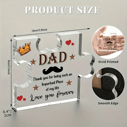 Acrylic Plaque Birthday Gift for Dad from Daughter or Son Unique Keepsake for Father