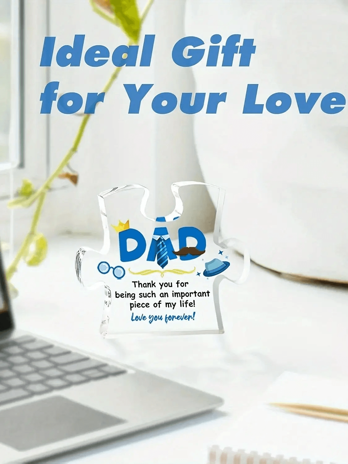 Acrylic Puzzle Plaque with Heartfelt Sayings Gift for Dad from Son or Daughter