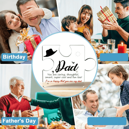Acrylic Puzzle Piece Gift for Dad Engraved Keepsake from Son & Daughter I Love You Dad