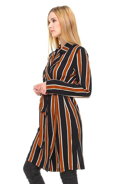 Striped Long Sleeve Belted Jacket | Apparel | Kitchen + Metal