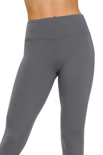 Zenana Microfiber Waistband Leggings in Grey