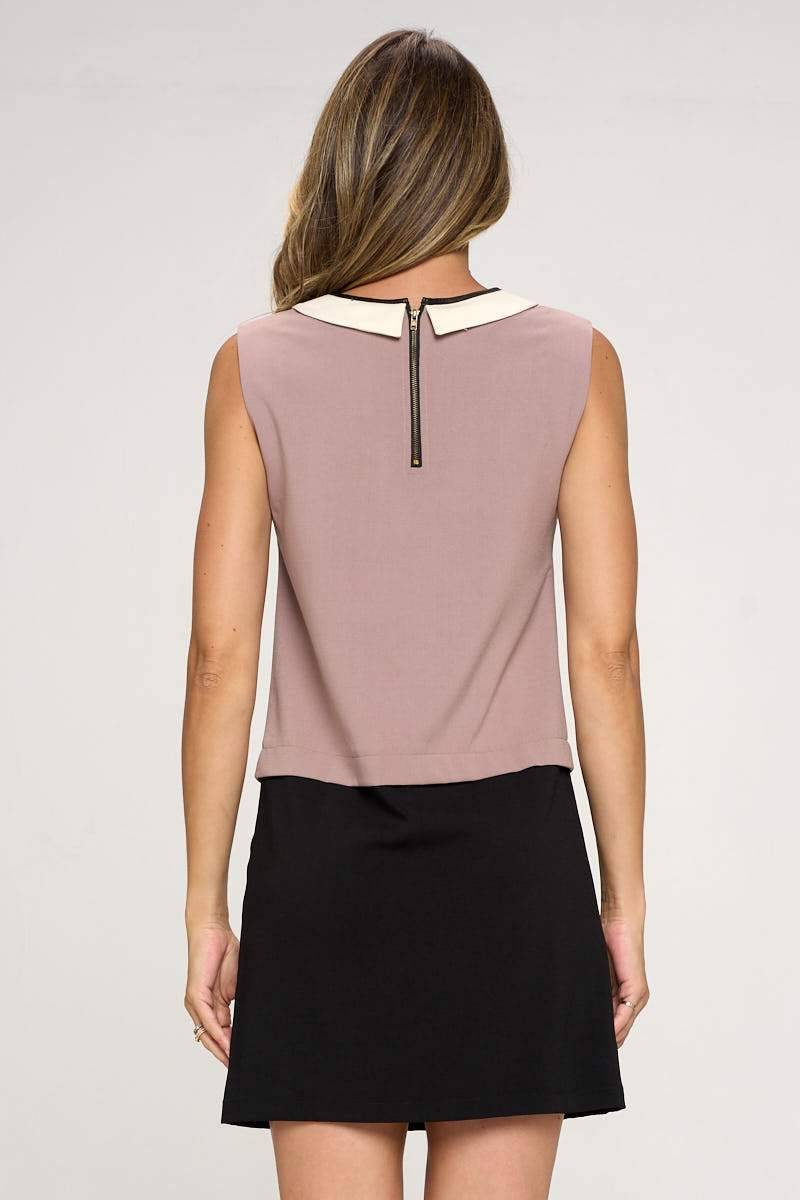 Sleeveless Dress with Contrast Peter Pan Collar | Apparel | Kitchen + Metal