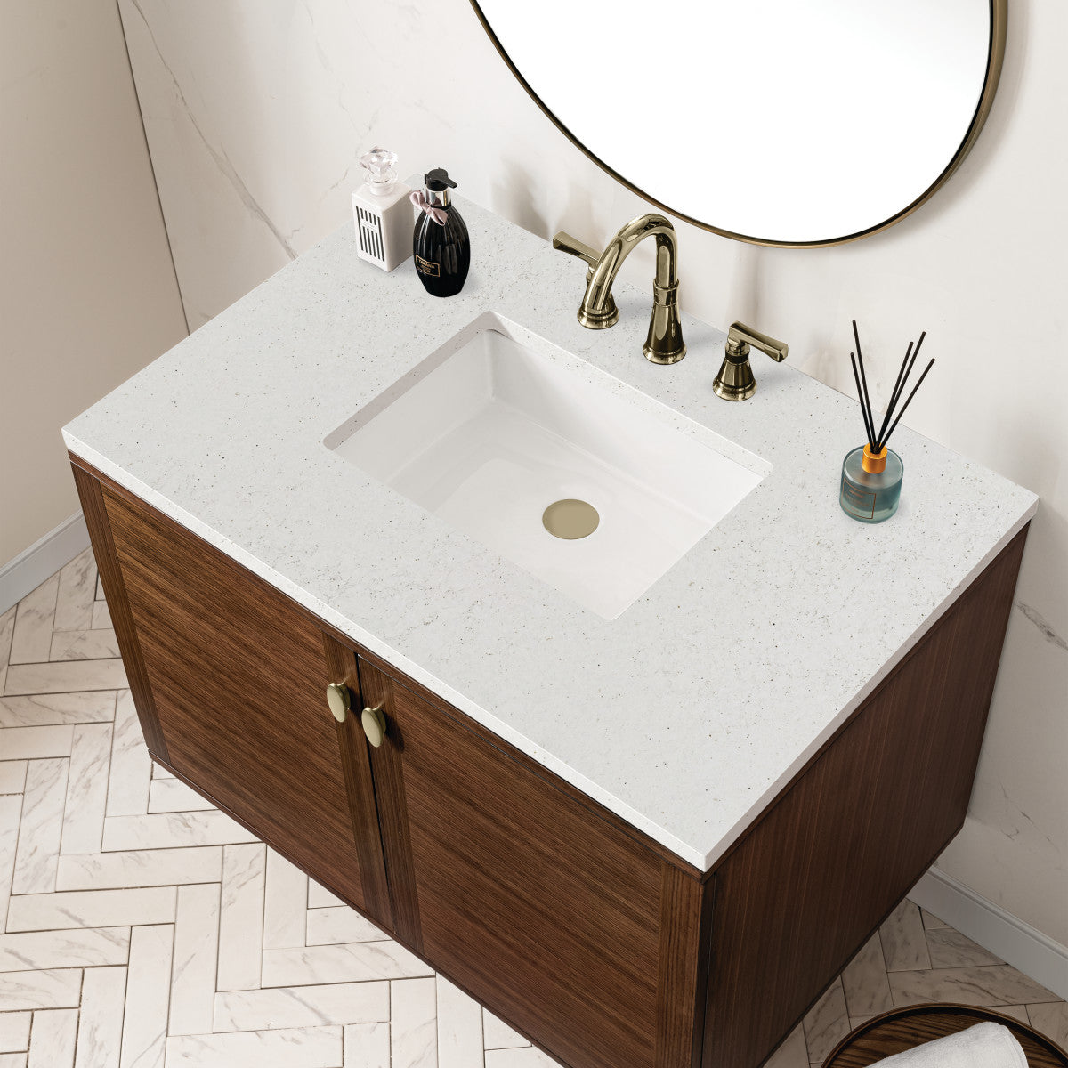 Amberly 36" Single Vanity Cabinet, Mid-Century Walnut