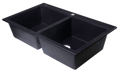 ALFI brand AB3420DI 34" Drop-In Double Bowl Granite Composite Kitchen Sink
