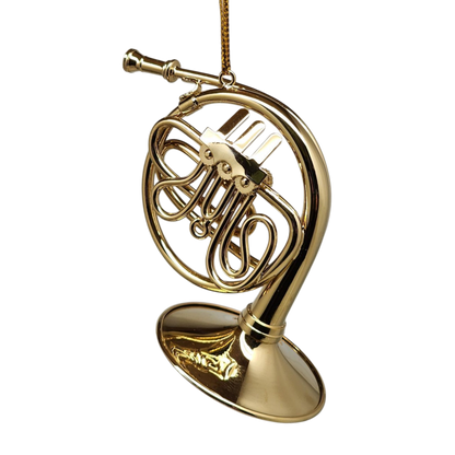 Brass French Horn Ornament with Case