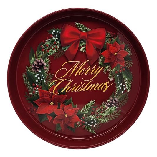 Huge Deep Round 13.5" Tray - Merry Christmas