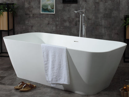 ALFI brand  AB9952 67" White Rectangular Solid Surface Smooth Resin Soaking Bathtub