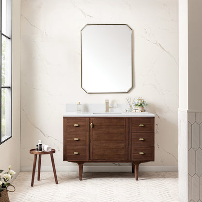 Amberly 48" Single Vanity Cabinet, Mid-Century Walnut