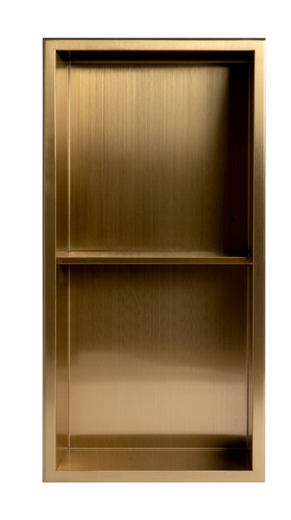 ALFI brand ABNP1224 12" x 24" Stainless Steel Vertical Double Shelf Shower Niche