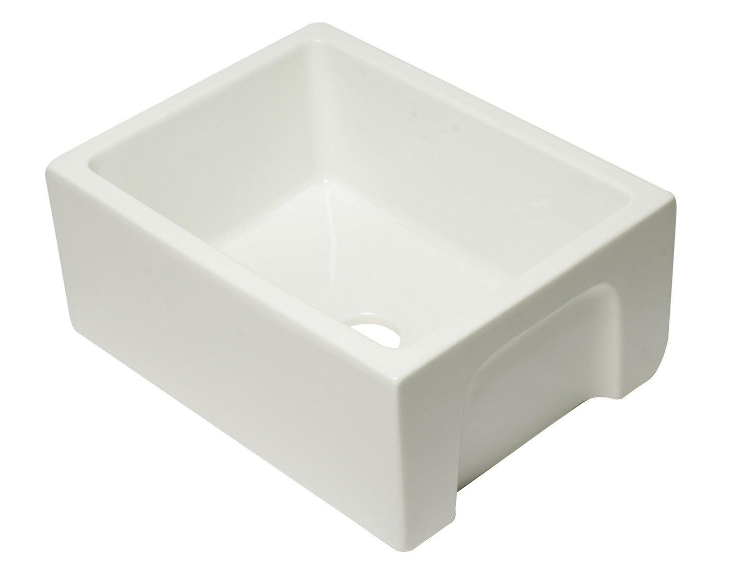 ALFI brand AB2418HS AB2418HS-B 24 inch Biscuit Reversible Smooth / Fluted Single Bowl Fireclay Farm Sink
