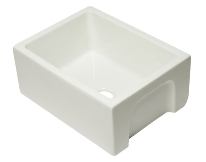 ALFI brand AB2418HS AB2418HS-B 24 inch Biscuit Reversible Smooth / Fluted Single Bowl Fireclay Farm Sink