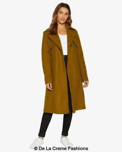Dina Lapel Collar Duster Coat With Belt