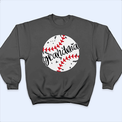 Distressed Baseball Grandma - Personalized Custom T Shirt - Birthday, Loving, Funny Gift for Grandma/Nana/Mimi, Mom, Wife, Grandparent