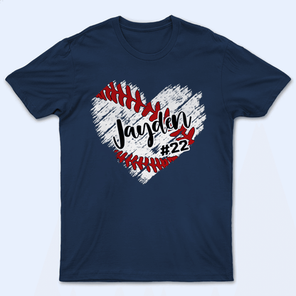 Distressed Chalk Retro Heart Sports - Baseball/ Softball Cheers Personalized Custom T Shirt - Birthday, Loving, Funny Gift for Grandma/Nana/Mimi, Mom, Wife, Grandparent