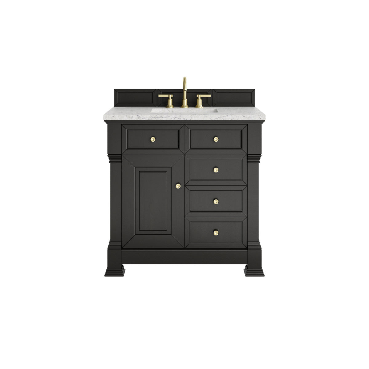 James Martin 547-V36 Brookfield 36” Single Vanity – Black Onyx / Honey Oak / Pearl Charcoal