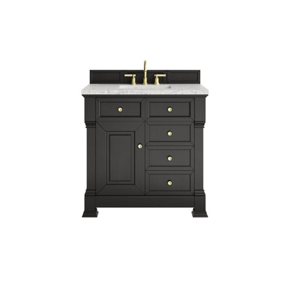 James Martin 547-V36 Brookfield 36” Single Vanity – Black Onyx / Honey Oak / Pearl Charcoal