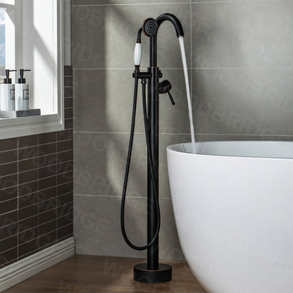 WOODBRIDGE WOODBRIDGEE F0001BNVT Contemporary Single Handle Floor Mount Freestanding Tub Filler Faucet with Hand shower
