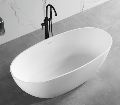 ALFI brand  AB9975 59" White Oval Solid Surface Resin Soaking Bathtub