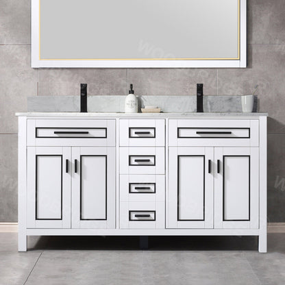 WOODBRIDGE Milan 61” Floor Mounted Single Basin Vanity Set with Solid Wood Cabinet