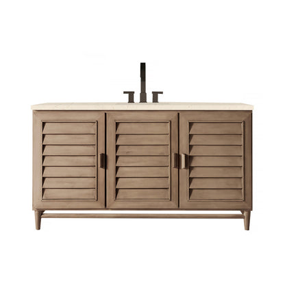 Portland 60" Single Vanity Cabinet, Whitewashed Walnut