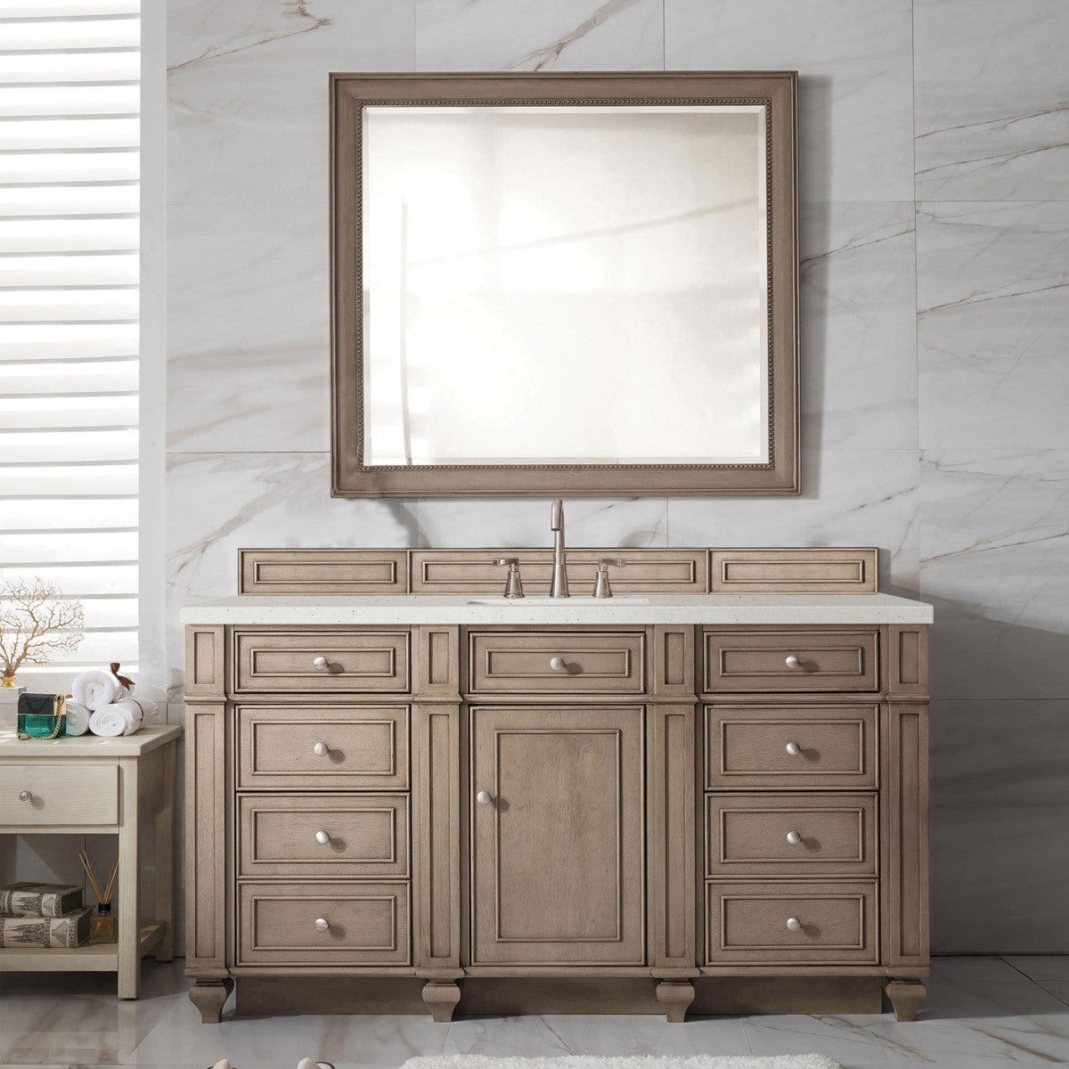 Bristol 60" Single Vanity Cabinet, Bright White