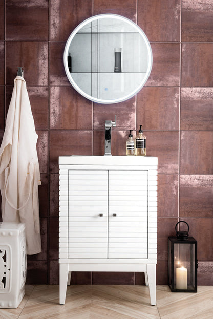 Linden 24" Single Vanity with White Glossy Composite Stone Top