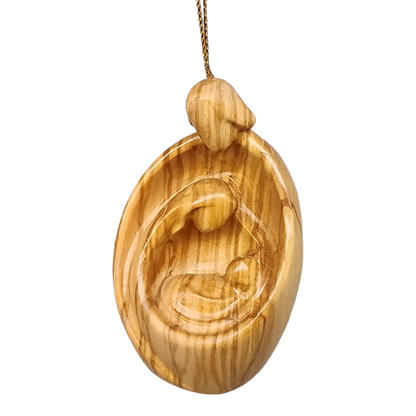 Modern Style Nativity Scene Ornament - Olive Wood - 3.5 Inch
