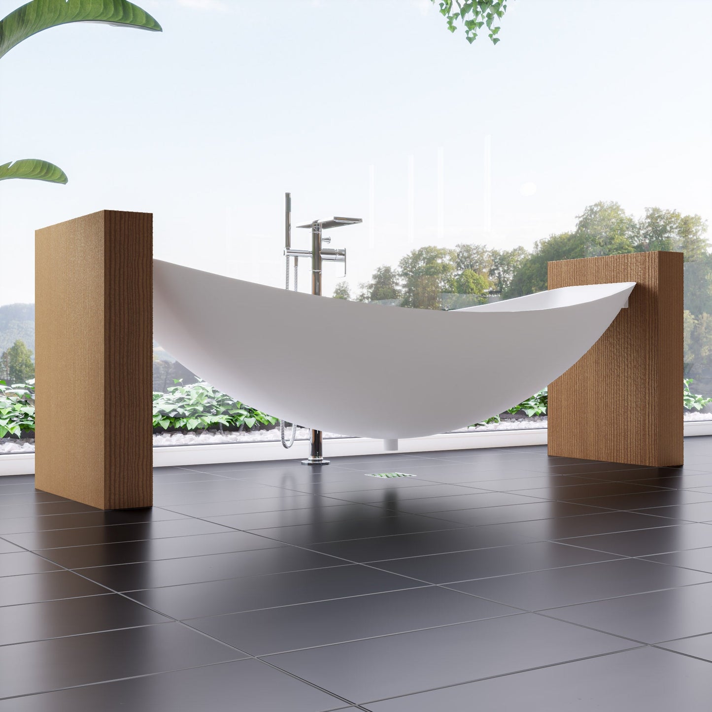 ALFI brand HammockTub1 HammockTub1 79" Acrylic Suspended Wall Mounted Hammock Bathtub