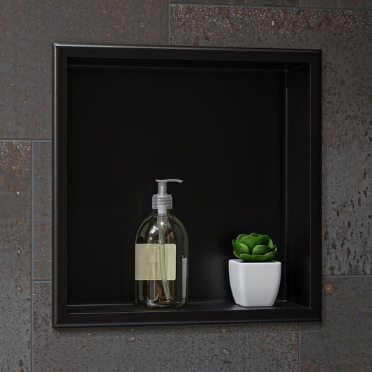 ALFI brand ABNP1616 16" x 16" Steel Square Single Shelf Shower Niche