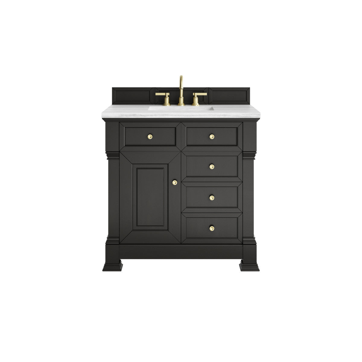 James Martin 547-V36 Brookfield 36” Single Vanity – Black Onyx / Honey Oak / Pearl Charcoal