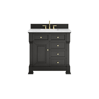 James Martin 547-V36 Brookfield 36” Single Vanity – Black Onyx / Honey Oak / Pearl Charcoal