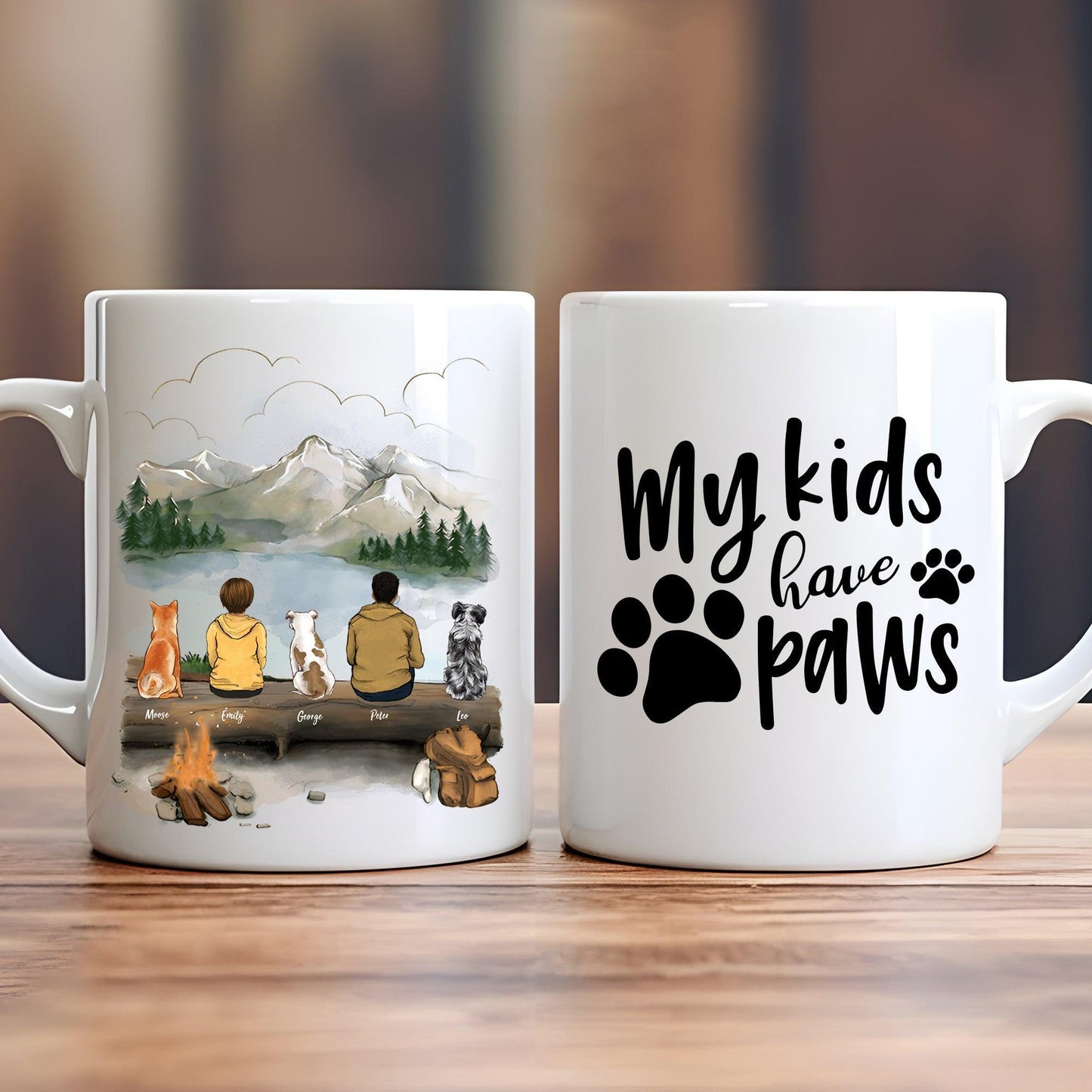 Personalized Dog & Couple Mug - Custom Gift for Dog Lovers & Owners - Dog Dad, Dog Mom | Camping, Hiking, Mountain, Outdoor Activities