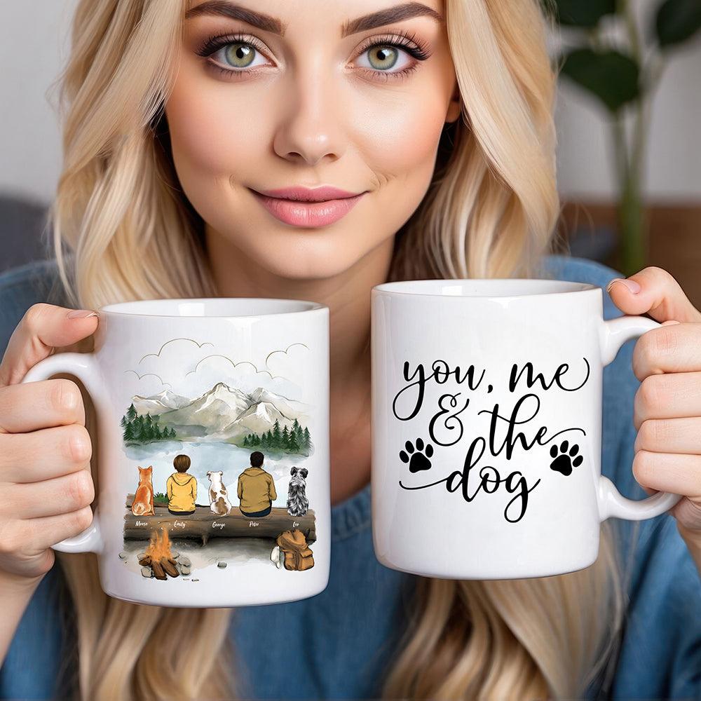 Personalized Dog & Couple Mug - Custom Gift for Dog Lovers & Owners - Dog Dad, Dog Mom | Camping, Hiking, Mountain, Outdoor Activities