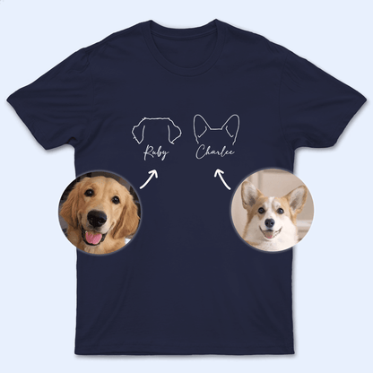 Cute Dog Ears with Names - Custom Tshirts - Personalized Gift for Dog Lovers, Dog Owners, Dog Mom, Dog Dad