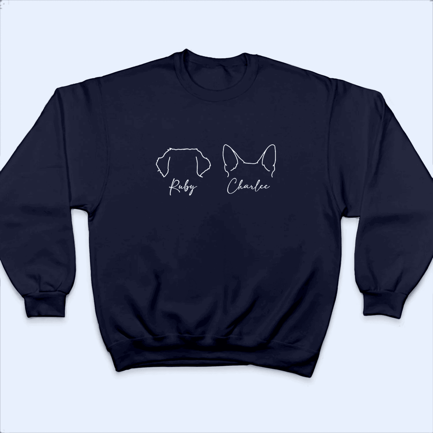 Cute Dog Ears with Names - Custom Tshirts - Personalized Gift for Dog Lovers, Dog Owners, Dog Mom, Dog Dad