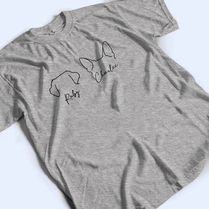 Cute Dog Ears with Names - Custom Tshirts - Personalized Gift for Dog Lovers, Dog Owners, Dog Mom, Dog Dad