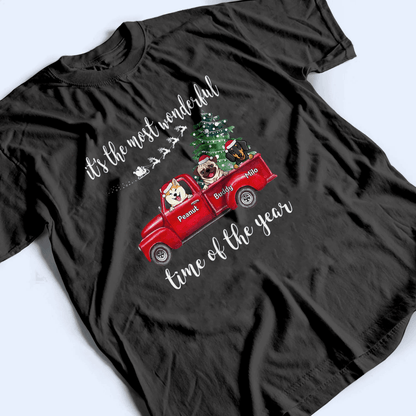 Custom Dog Tshirt - Most Wonderful Time Of The Year - Personalized Christmas Gift for Dog Lover & Owner, Dog Dad, Dog Mom | Pet Gift