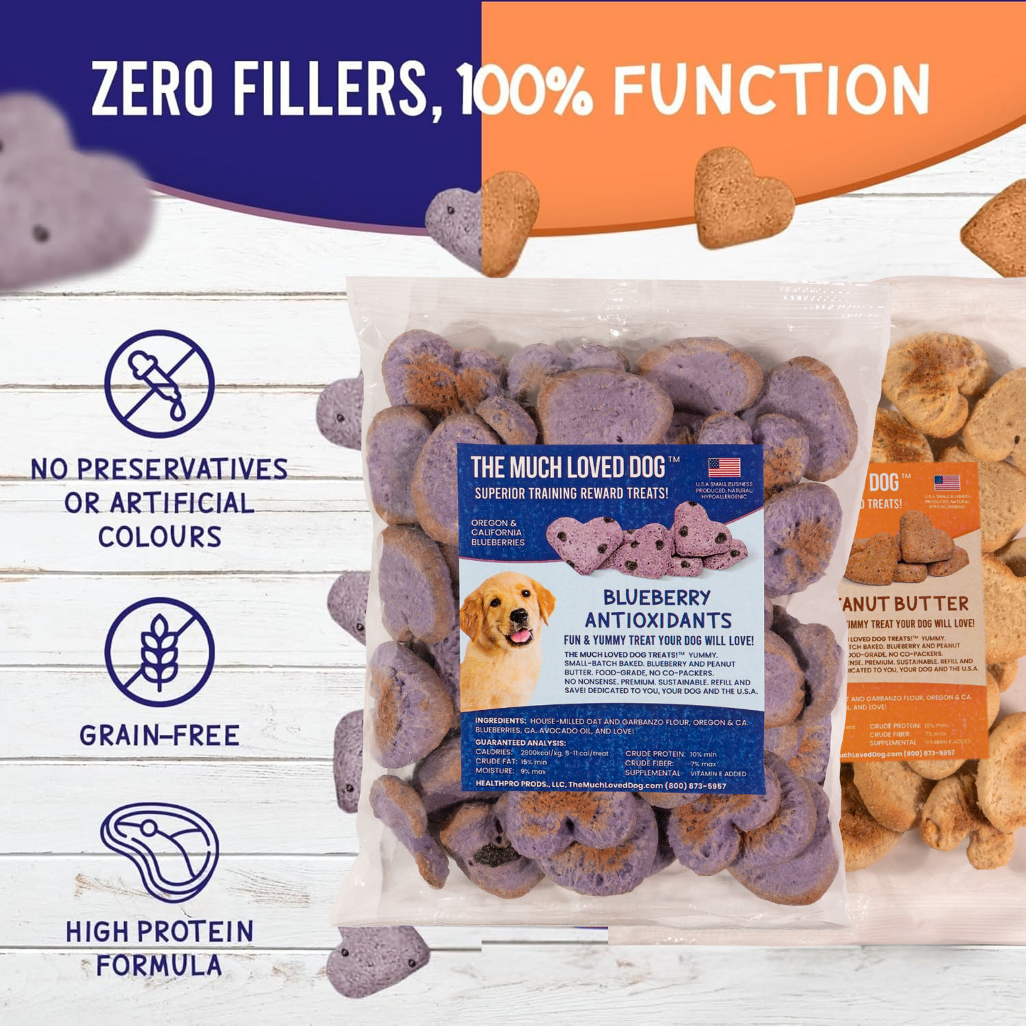 Much Loved Dog Blueberry Training Reward Treats - ECO Set (Filled Fresh Keeper +1 Refill)