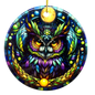 Mysterious Owl Stained Glass Style Ornament