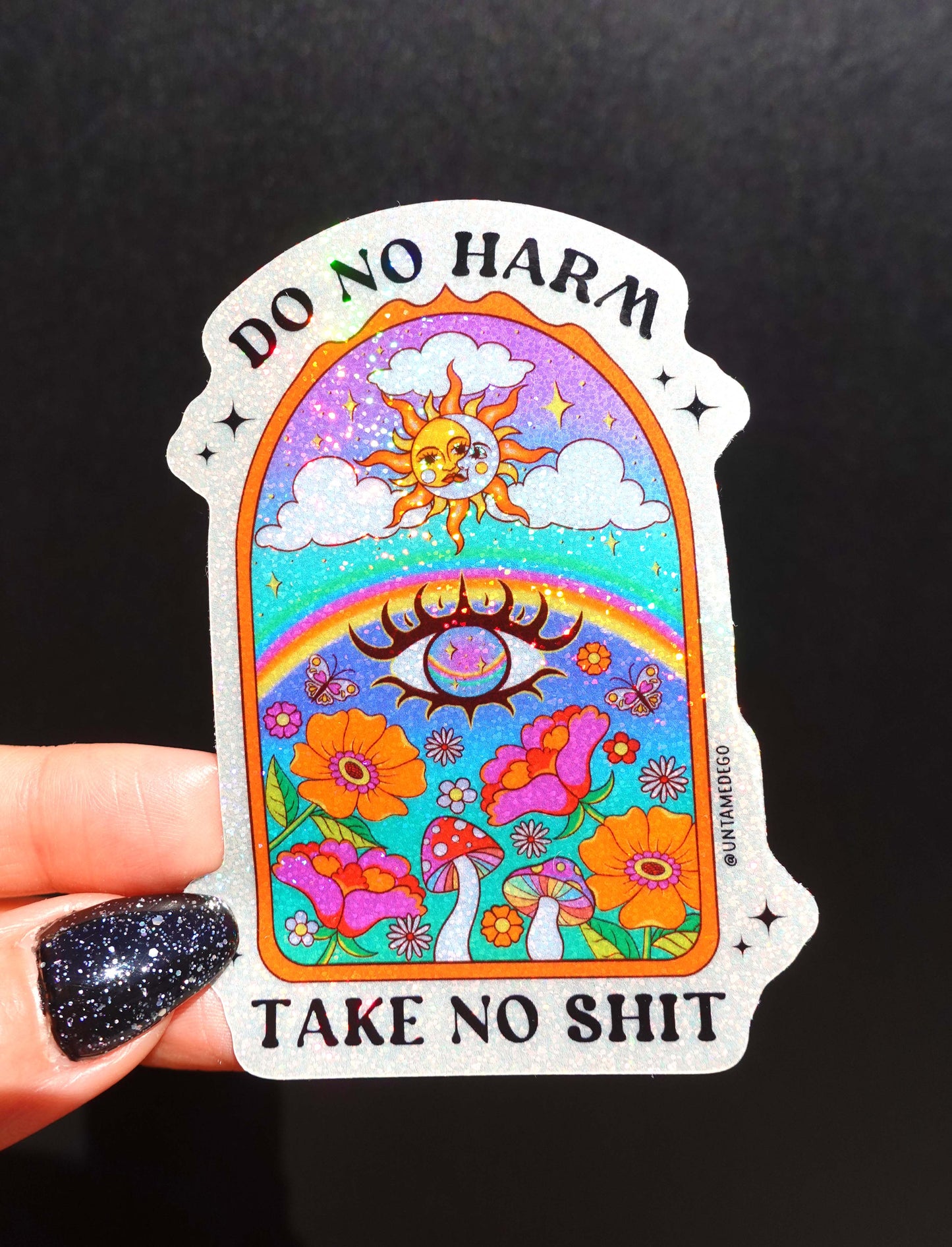 Do No Harm Take No Shit Vinyl Glitter Sticker
