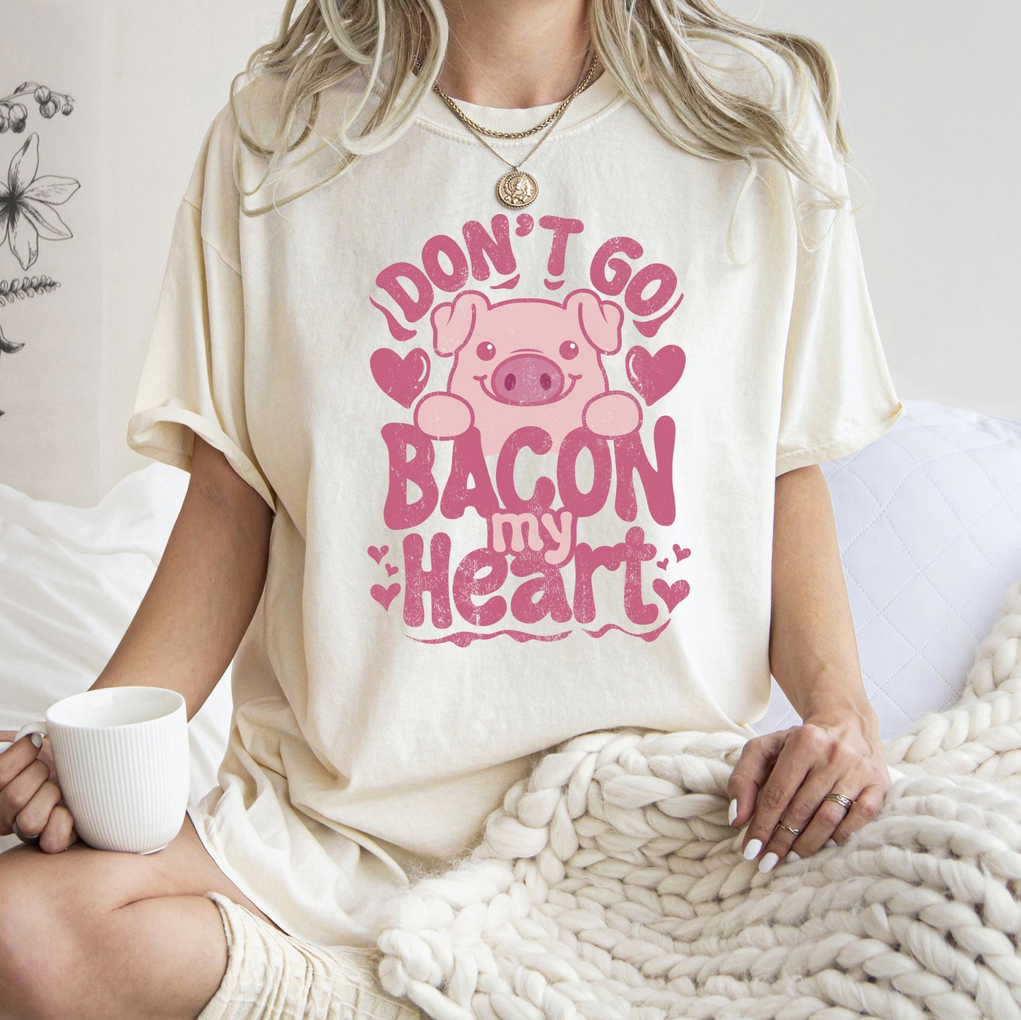 Don't Go Bacon My Heart, Pig, Funny, Comfort Colors Tshirt, Valentine's Day