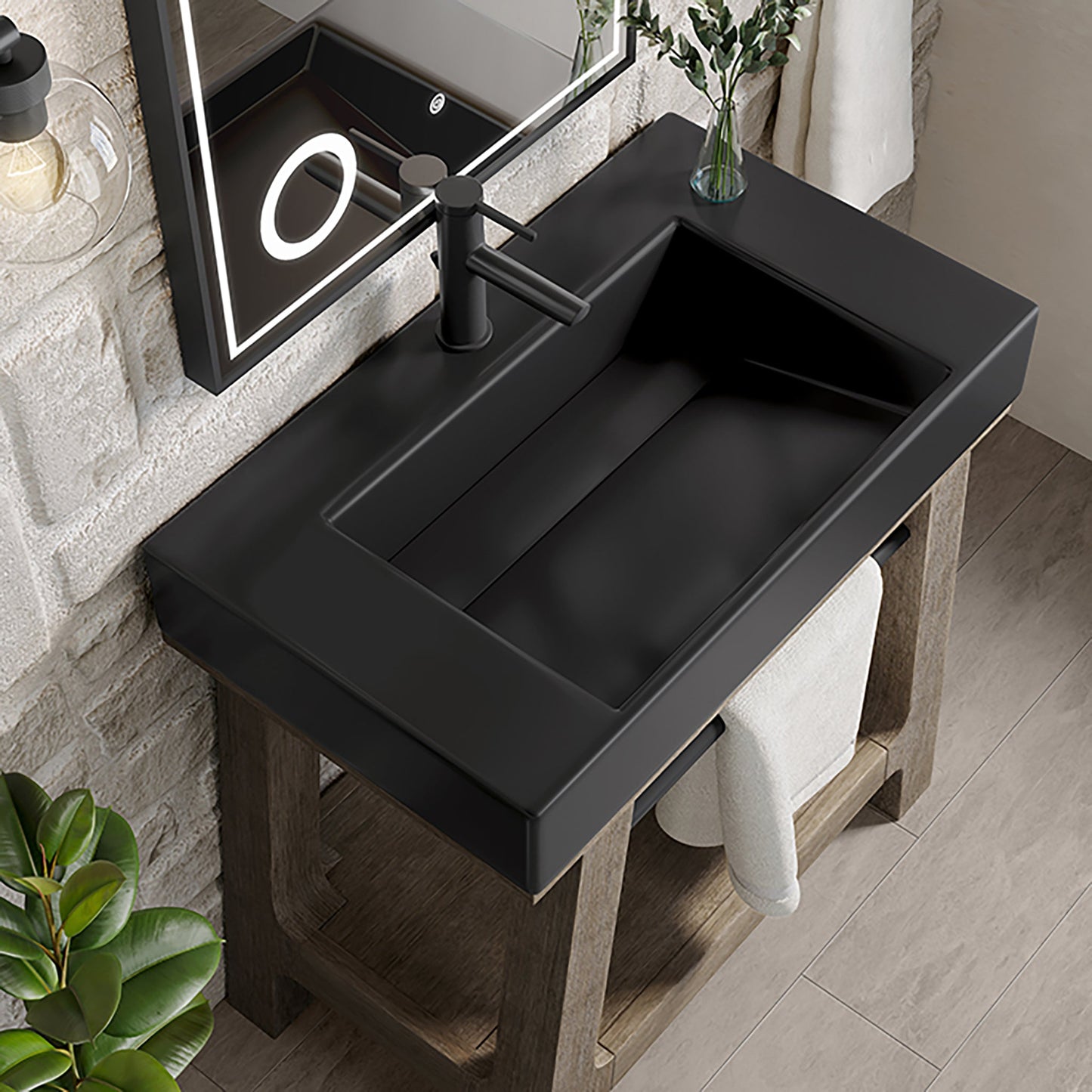 Auburn 31.5" Single Sink Console, Weathered Timber