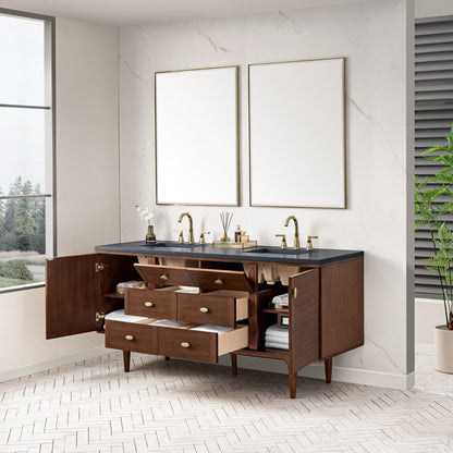 Amberly 72" Double Vanity Cabinet, Mid-Century Walnut